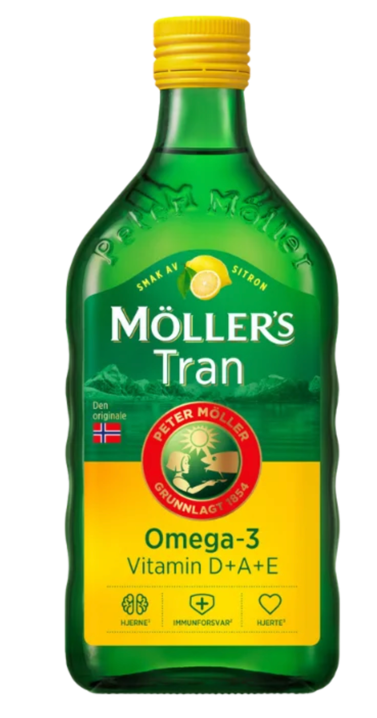 Möller's Tran Norwegian Fish Oil Lemon Taste Sitron Omega-3 Møllers 500ml