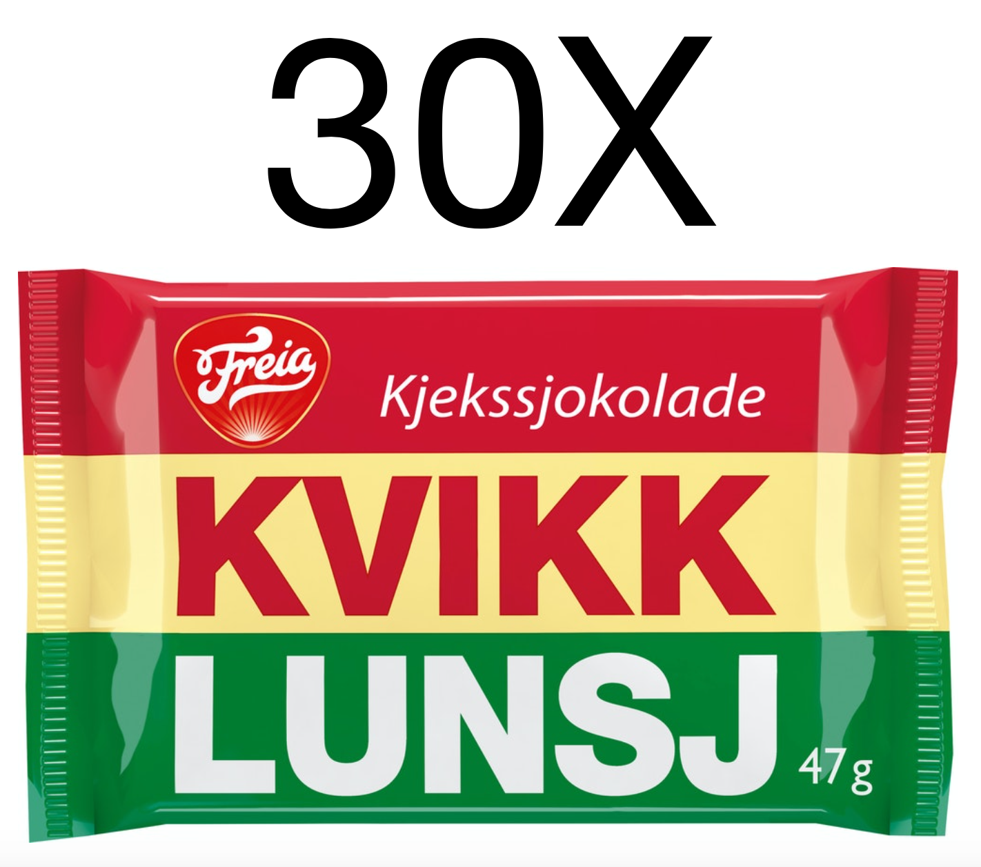 Freia Kvikk Lunsj Norwegian Chocolate Candy 30X47g Free Worldwide