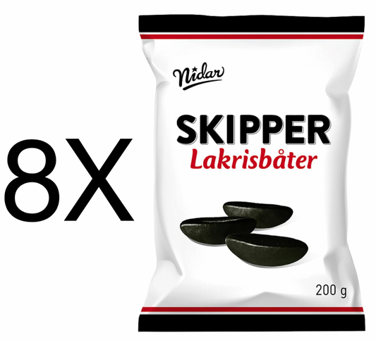Nidar Skipper Lakrisbåter Norwegian Licorice Boats Licorice Candy 8X200g