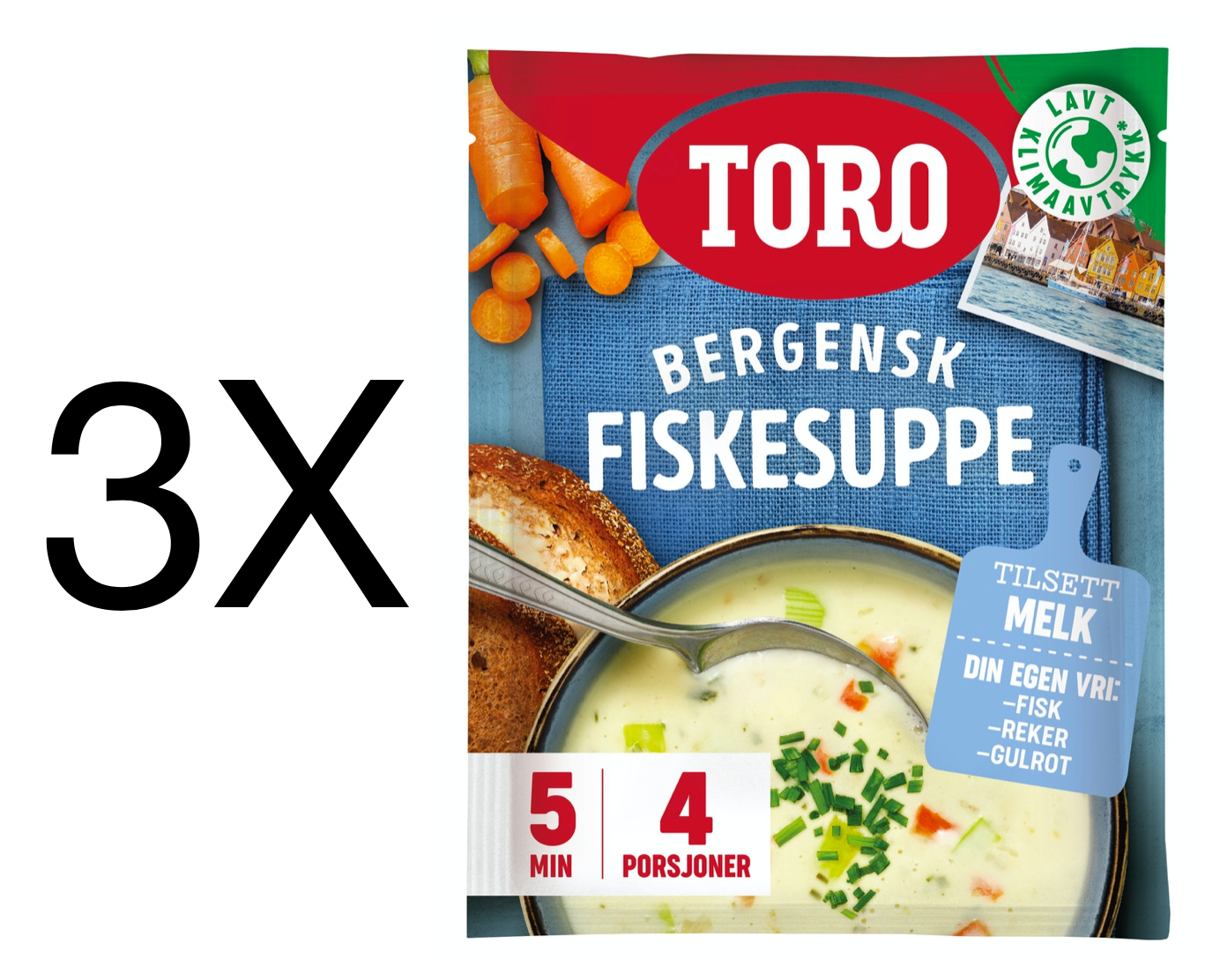 Bergensk Fiskesuppe 3X81g Free International Shipping