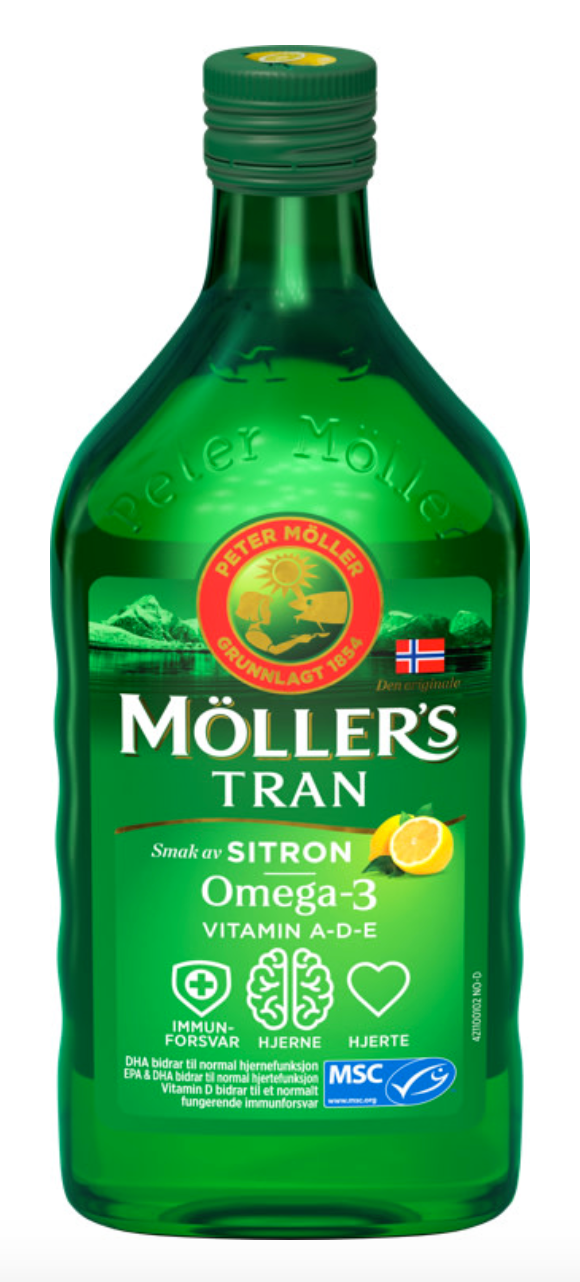 Möller's Tran Norwegian Fish Oil Lemon Taste Sitron Omega-3 Møllers 50 ...