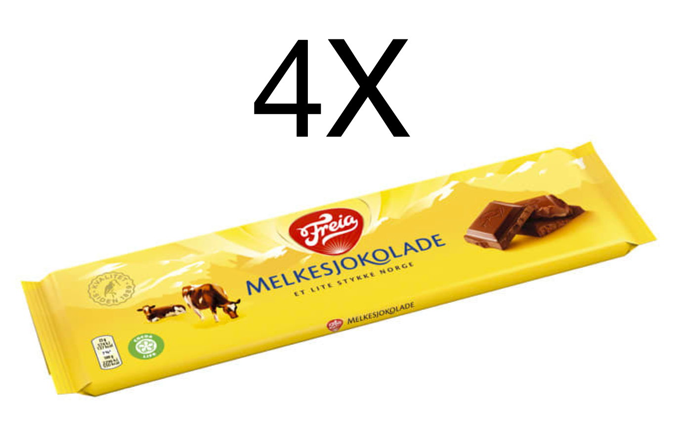 Freia Melkesjokolade Norwegian Milk Chocolate bars 4X 200 Grams