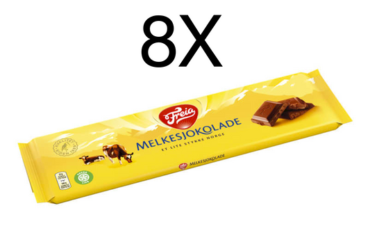 Freia Melkesjokolade Norwegian Milk Chocolate bars 8X 200 Grams