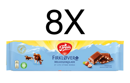 Freia Melkesjokolade Firkløver Norwegian Milk Chocolate bars 8X 200 Grams