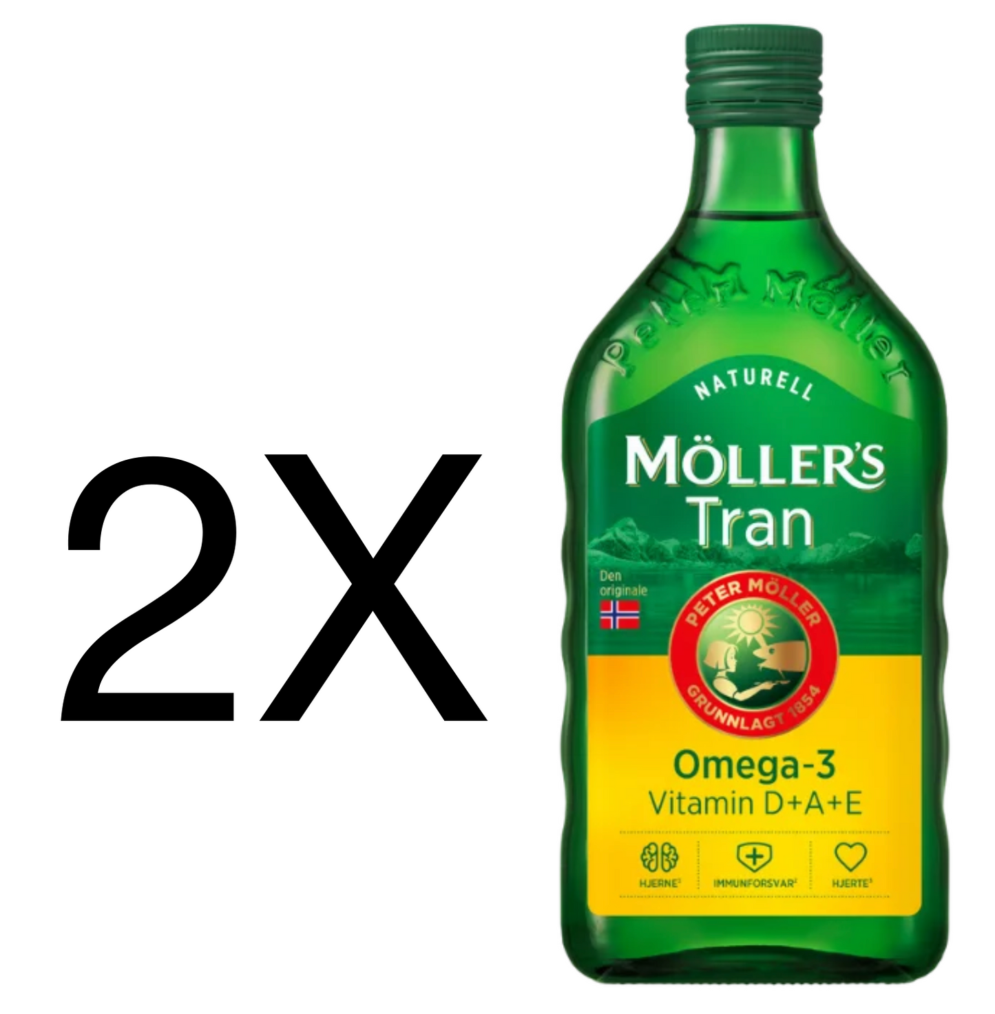 Möller's Tran Norwegian Fish Oil Original Natural Taste Omega-3 2X500ml Møllers
